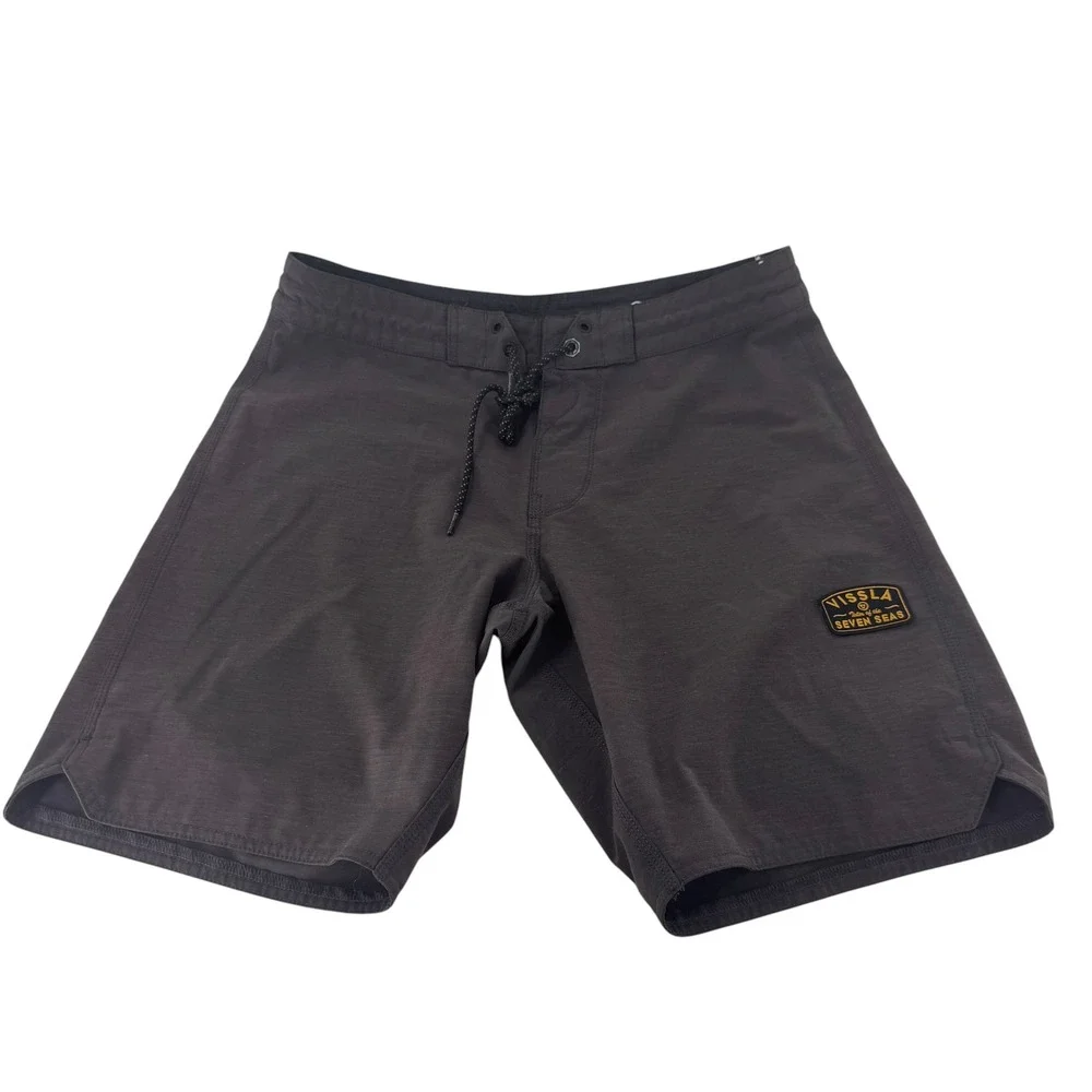 Vissla Seven Seas Board Shorts Mens 30 Charcoal Grey Stretch Coconut Surf Trunks